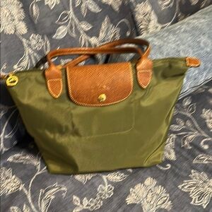 Longchamp Olive and Tan Tote Bag